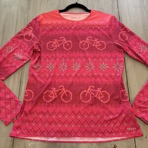 Terry Precision Soleil Flow Pink Blue Bicycle Fair Isle Cycling Shirt Sz XXL
